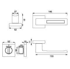S-CUBE Kapı Kolu Seti WC Krom Parlak