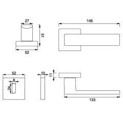CUBE Kapı Kolu Seti Oda Krom Parlak