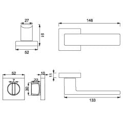 CUBE Kapı Kolu Seti WC Krom Parlak