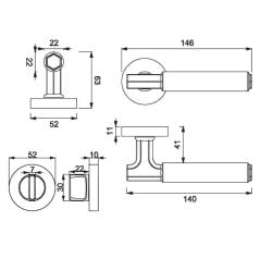 IRIS Kapı Kolu Seti WC Krom Parlak