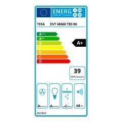 - DVT 68660 TBS BK - Duvar Tipi Davlumbaz - 698 m³/h - Inox/Siyah Cam - 60 cm - 112930039