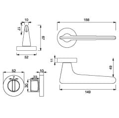 GIGI Kapı Kolu Seti WC Inox Parlak