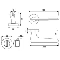 GIGI Kapı Kolu Seti WC Siyah Mat