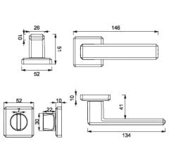 CARLI  Kapı Kolu Seti WC Krom Parlak