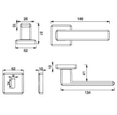 CARLI Kapı Kolu Seti Oda Inox Parlak