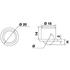 Hafele Rene02 Gömme Tekerlek Sert Ø19x7mm, Gri