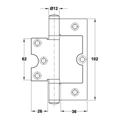 Hafele Yaprak Menteşe 102x74x2,5mm, Parlak Pirinç Renk