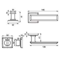 ROME Kapı Kolu Seti WC Altın Parlak