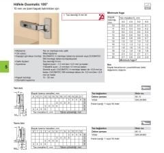 Hafele D. İnce Kapak Menteşesi Düz 48/6 10-20mm