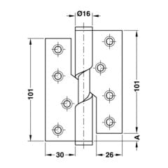 Hafele Yükselen menteşe p.çelik 304 101mm sol