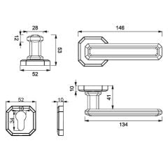 KING Kapı Kolu Seti Yale Antik Gümüş