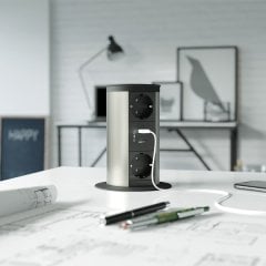 Hafele Priz Step 2 1 Priz/Ups/Cat6/HDMI Mat Krom Renk