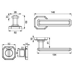 KING Kapı Kolu Seti WC Krom Parlak