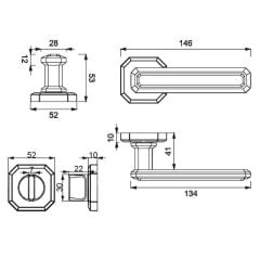 KING Kapı Kolu Seti WC Siyah Mat