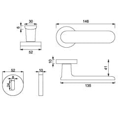 OVA Kapı Kolu Seti Oda Fırçalanmış Krom