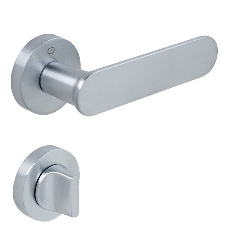 OVA Kapı Kolu Seti WC Fırçalanmış Krom