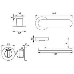 OVA Kapı Kolu Seti WC Inox Parlak