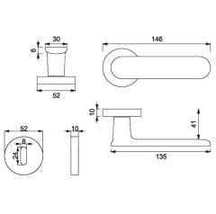 OVA Kapı Kolu Seti Oda Krom Parlak