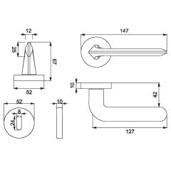MIRA Kapı Kolu Seti Oda Krom Parlak