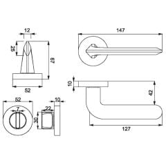 MIRA Kapı Kolu Seti WC Krom Parlak