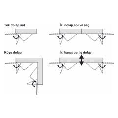 Hafele Folder 350-500 mm Sol Katlanır Kayar Kapak Seti