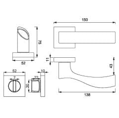 LIVA Kapı Kolu Seti WC Krom Parlak