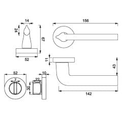 LUMA Kapı Kolu Seti WC Antik Gümüş