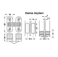 Hafele Gizli Menteşe Beyaz/Galvaniz 18x52mm