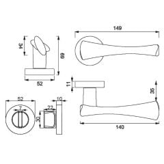 TORO Kapı Kolu Seti WC Inox Parlak