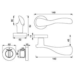 LAVI  Kapı Kolu Seti WC Krom Fırçalanmış