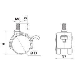 Hafele İkiz Tekerlek Frensiz M10xØ50x64mm