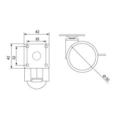 Hafele İkiz Tekerlek Frensiz Gri Ø50x64mm