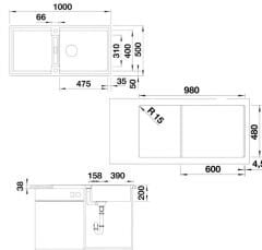 Blanco ADIRA XL  6 S Tezgah Üstü Sılgranit  Tartufo Granit Eviye