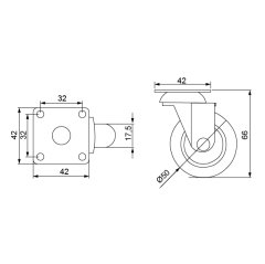Hafele Tekerlek Frensiz Ø50x66mm, Şeffaf