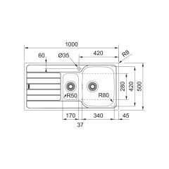 Franke Çelik Evye Spark Skx 651 1.5 Gozlu Sol Damlalıklı