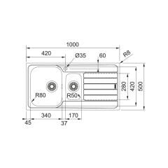 Franke Celik Evye Spark Skx 651 1.5 Gözlü Sağ Damlalıklı