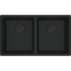 Franke Fragranit Evye Maris Mrg 120-35-35 Matt Black 2 Gözlü Damlalıksız