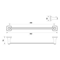 Hafele Uzun Havluluk Martin Duvara Monte 450mm Parlak Altın Renk