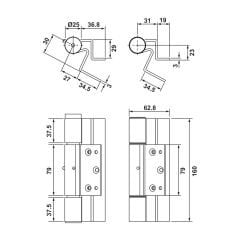 Hafele Galvaniz Renkli , DIN Sol Uyumlu Metal Kasa Menteşesi (12 Adet)