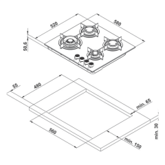 Hafele ORION  II Ankastre Siyah Ocak / 60 cm