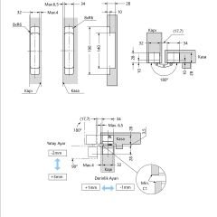 Sugatsune Gizli Menteşe HES 3D-E190 BL 100Kg Siyah