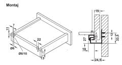 Hafele POW Gizli Ray Tek Açılım Yavaşlatıcılı 25Kg 18/250mm