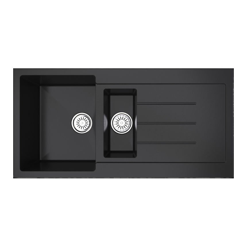 Vantole Bodrum-04 Granit Eviye 1,5 Göz Damlalıklı Siyah