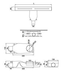 Hafele STREAMLINE Duş Kanalı Yatay 600mm Altın