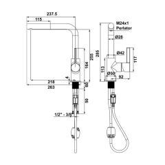 Hafele Granada Pull Eviye Bataryası Siyah