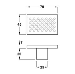 Hafele Cam Kapı Kulpu  Köşeli Krom Parlak 70x45mm