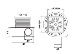 Hafele VORTEX Yer Süzgeci Yatay 100X100 Mat Siyah