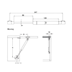 Hafele Runa Gazlı Piston 120N Antrasit