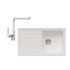 Hafele Granit Evye Batarya Kampanyası Tek Gözlü Grano Evye Granada Pull Batarya Beyaz