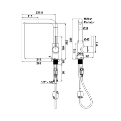 Hafele Granit Evye Batarya Kampanyası Tek Gözlü Grano Evye Granada Pull Batarya Gri
